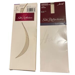 VTG Hanes Silk Reflections Silky Sheer Knee Highs Reinforced Toe 775 PEARL 4 PR